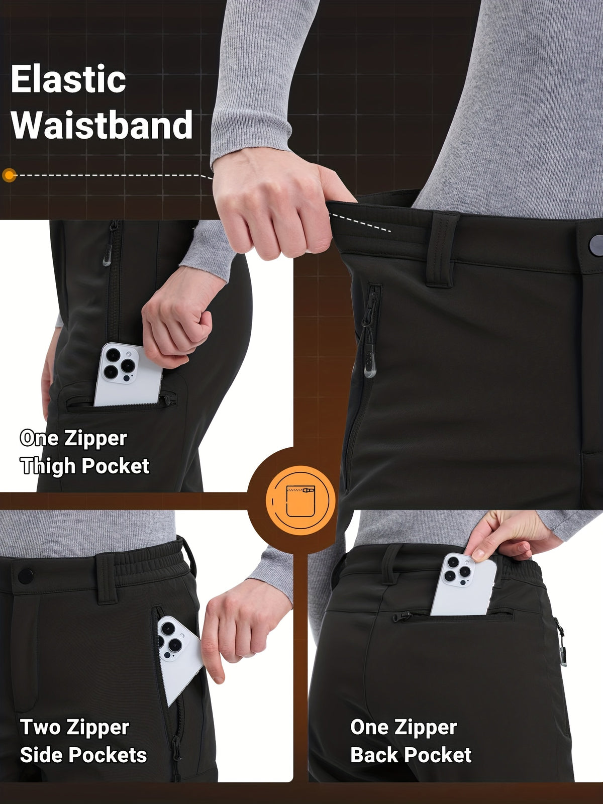 Pantalon de randonnée grande taille — Doublure polaire quatre poches