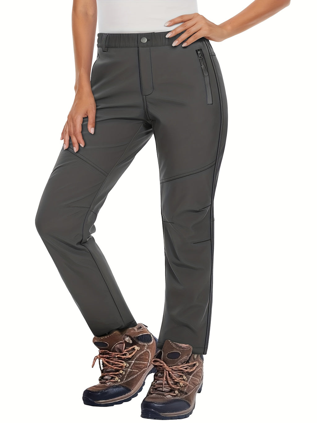 Pantalon de ski grande taille, bas de jambe à cordon bloqueur