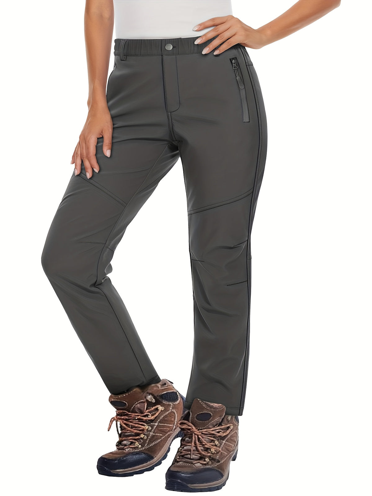Pantalon de ski grande taille, bas de jambe à cordon bloqueur