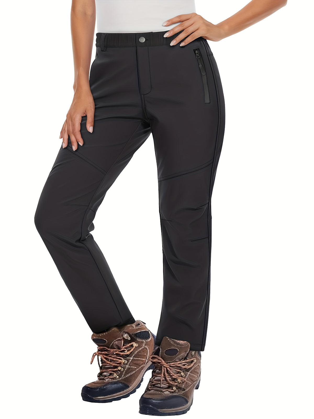 Pantalon de ski grande taille, bas de jambe à cordon bloqueur