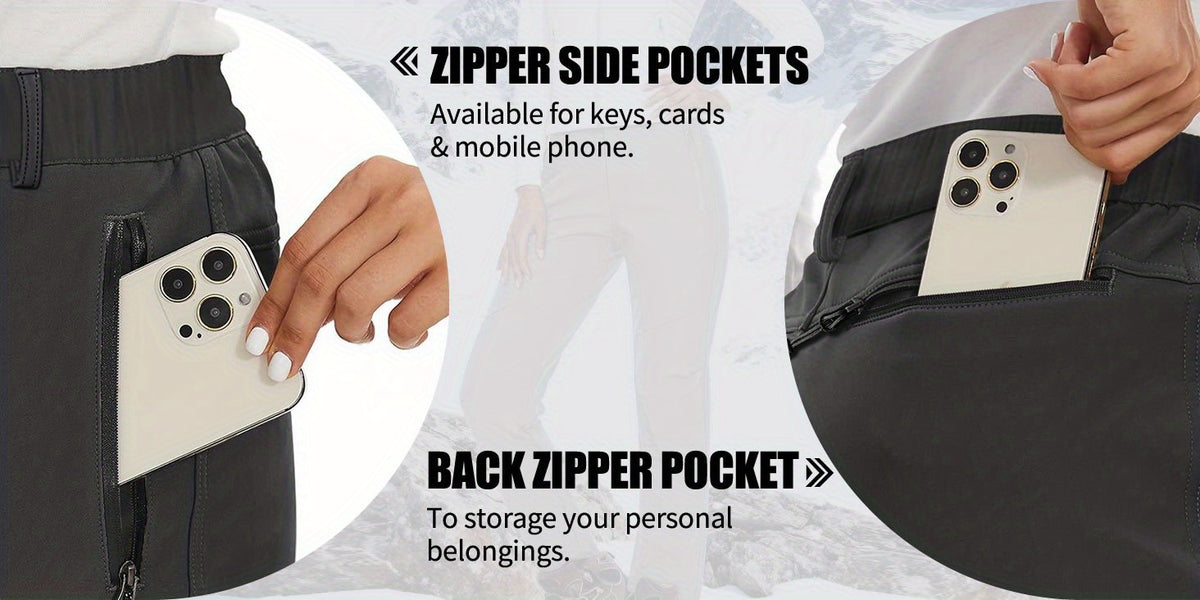 Pantalon de ski grande taille, bas de jambe à cordon bloqueur