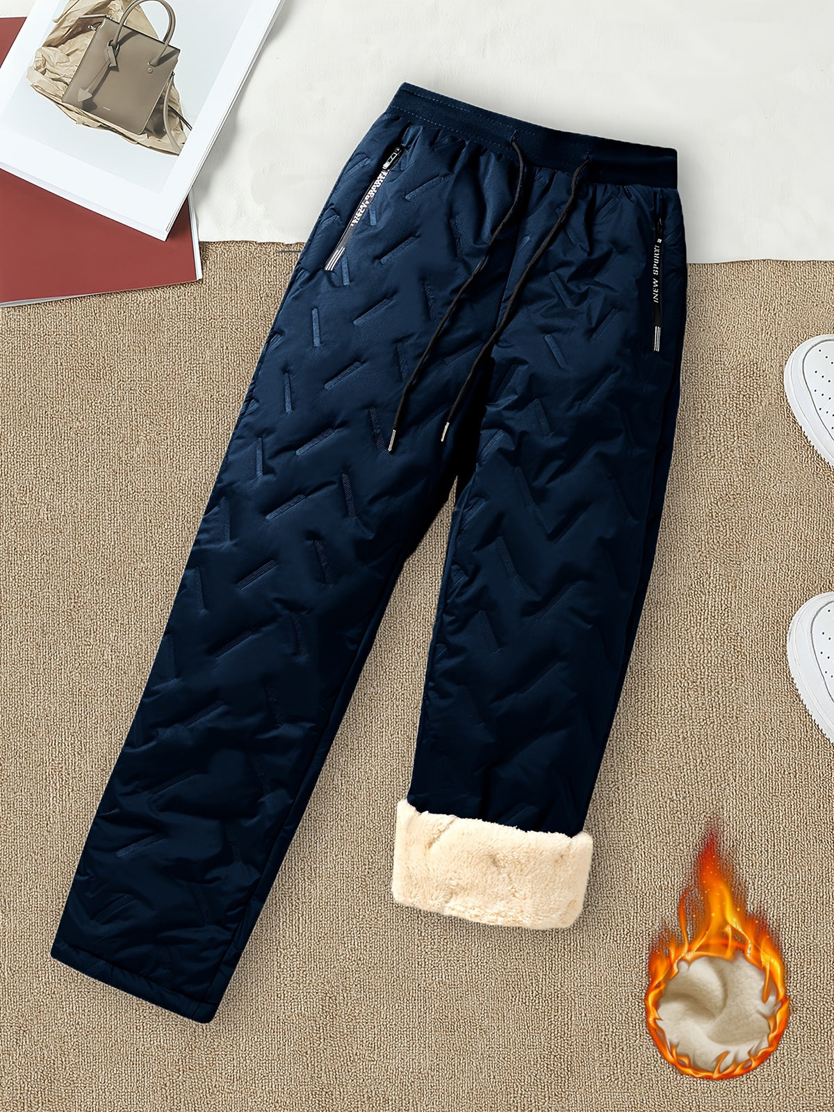 Pantalon de sport grande taille — Matelassé doublé sherpa d'hiver