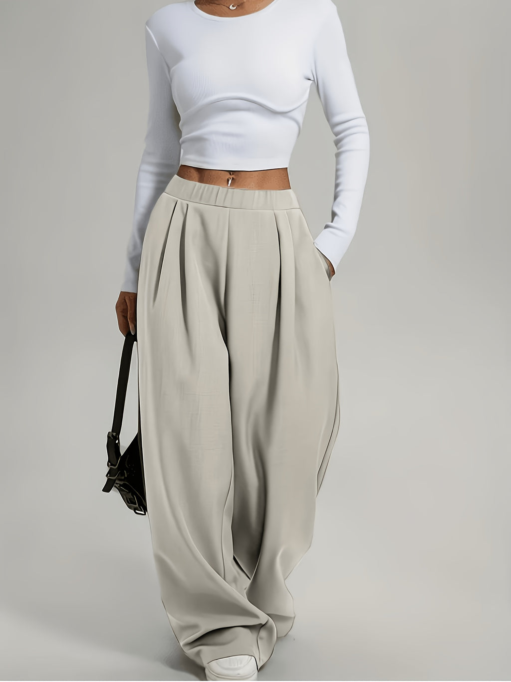Pantalon tailleur grande taille — Coupe large, taille mi-haute