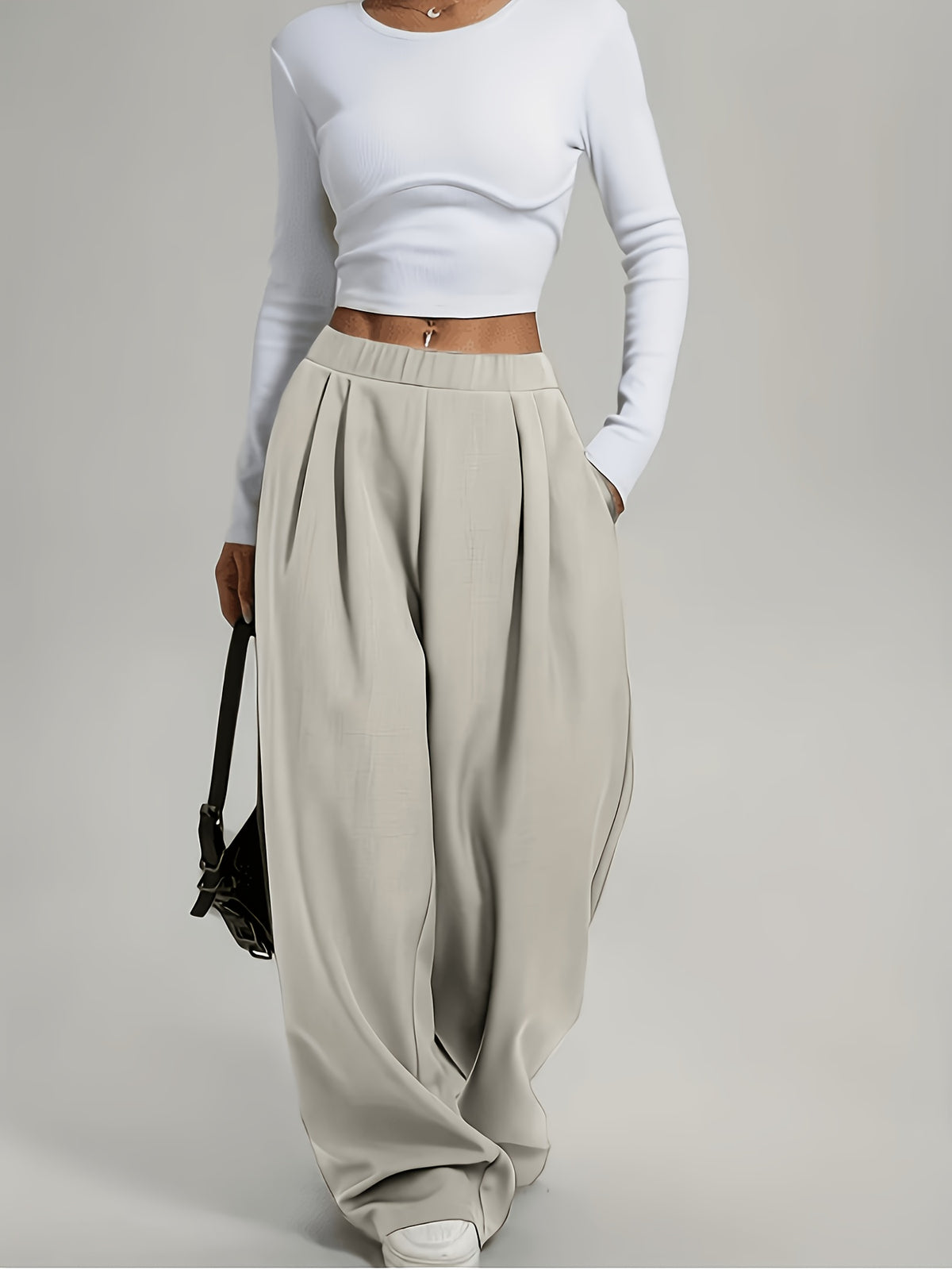 Pantalon tailleur grande taille — Coupe large, taille mi-haute