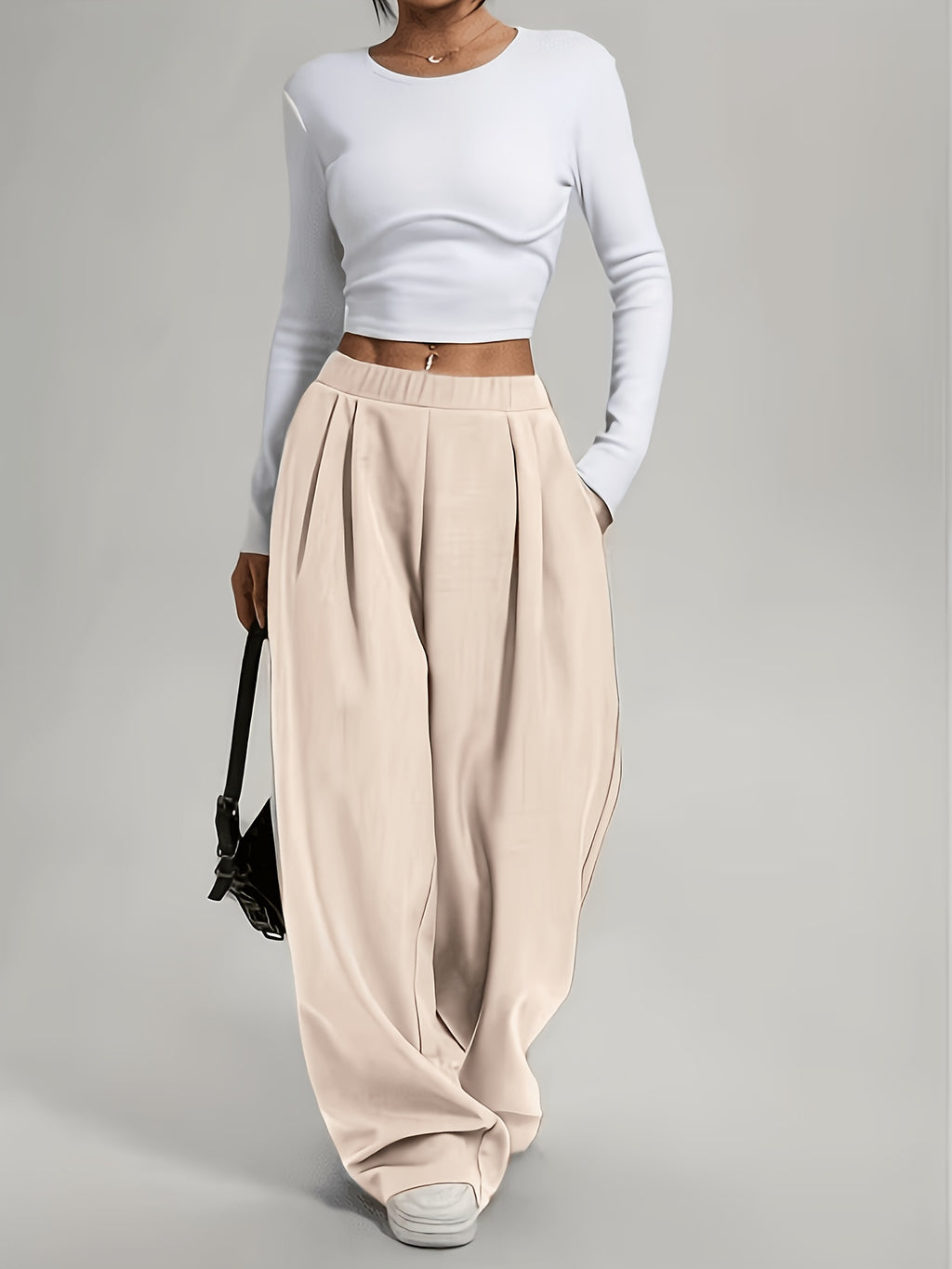 Pantalon tailleur grande taille — Coupe large, taille mi-haute