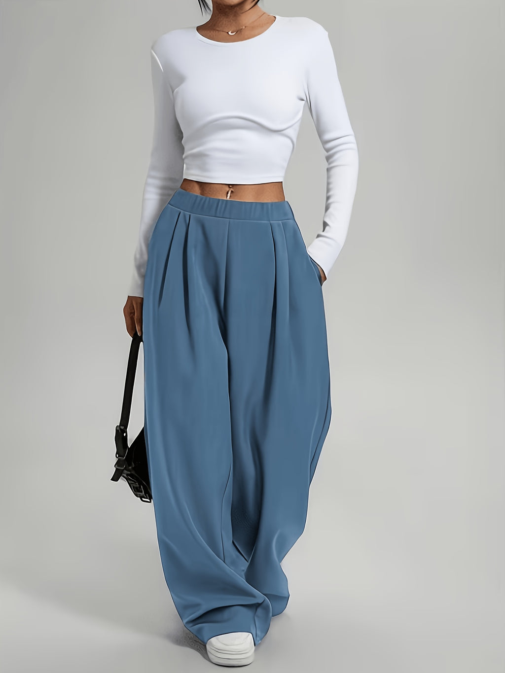 Pantalon tailleur grande taille — Coupe large, taille mi-haute