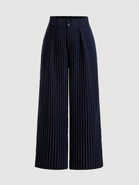 Pantalon tailleur grande taille — Marine à rayures tennis