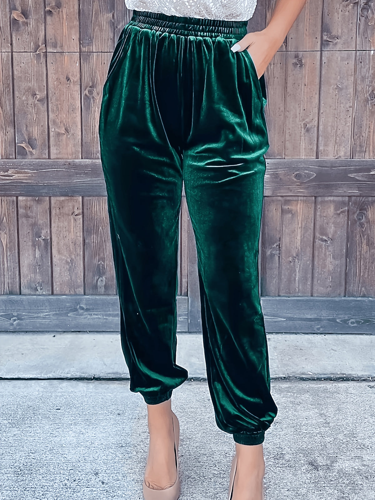 Pantalon en velours grande taille — Chevilles élastiquées