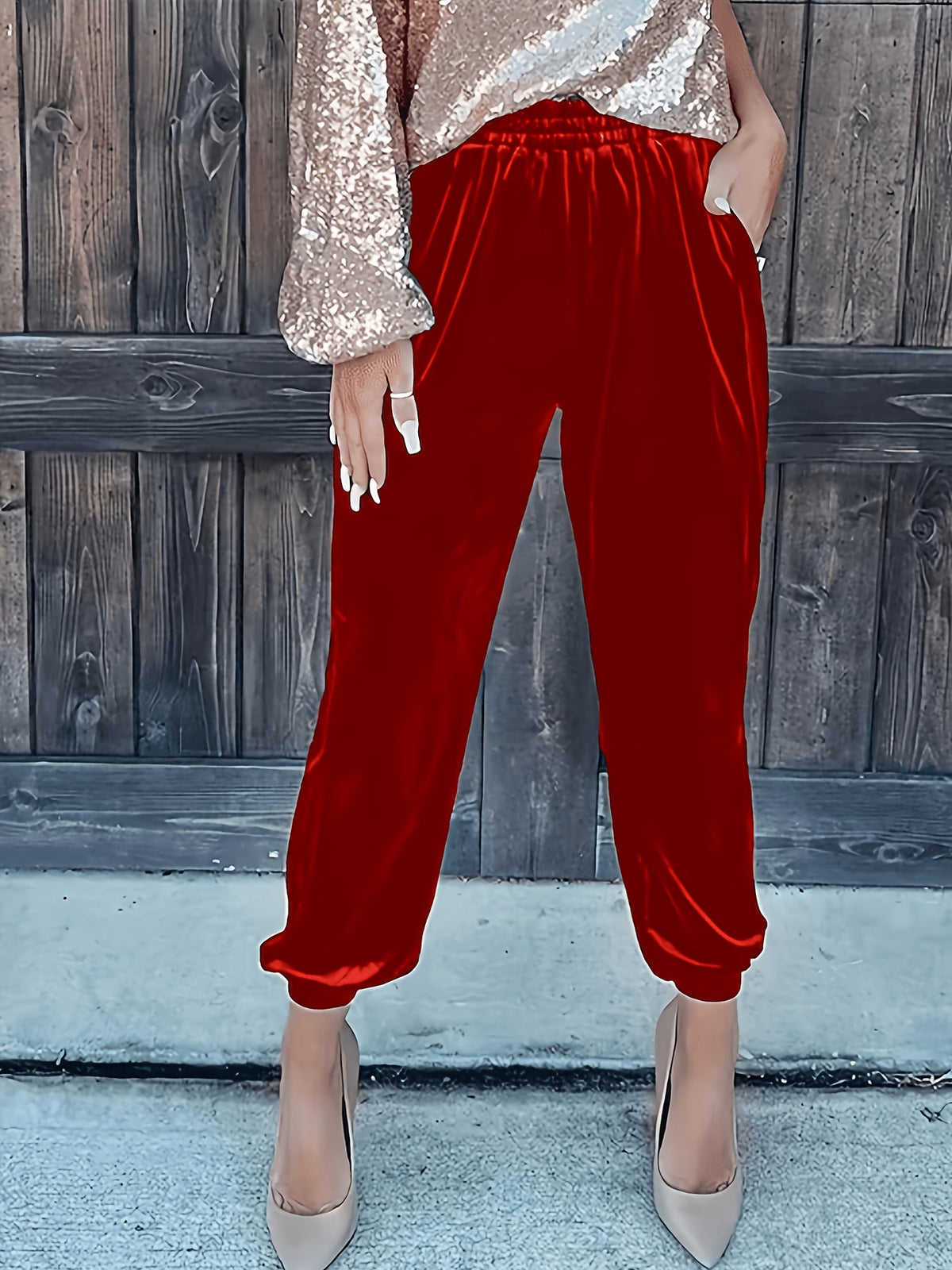 Pantalon en velours grande taille — Chevilles élastiquées