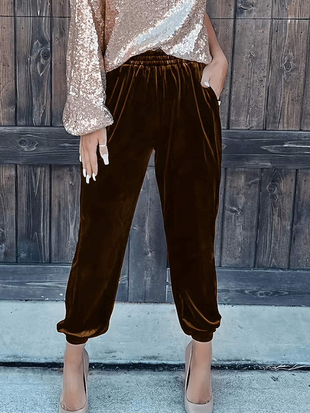 Pantalon en velours grande taille — Chevilles élastiquées