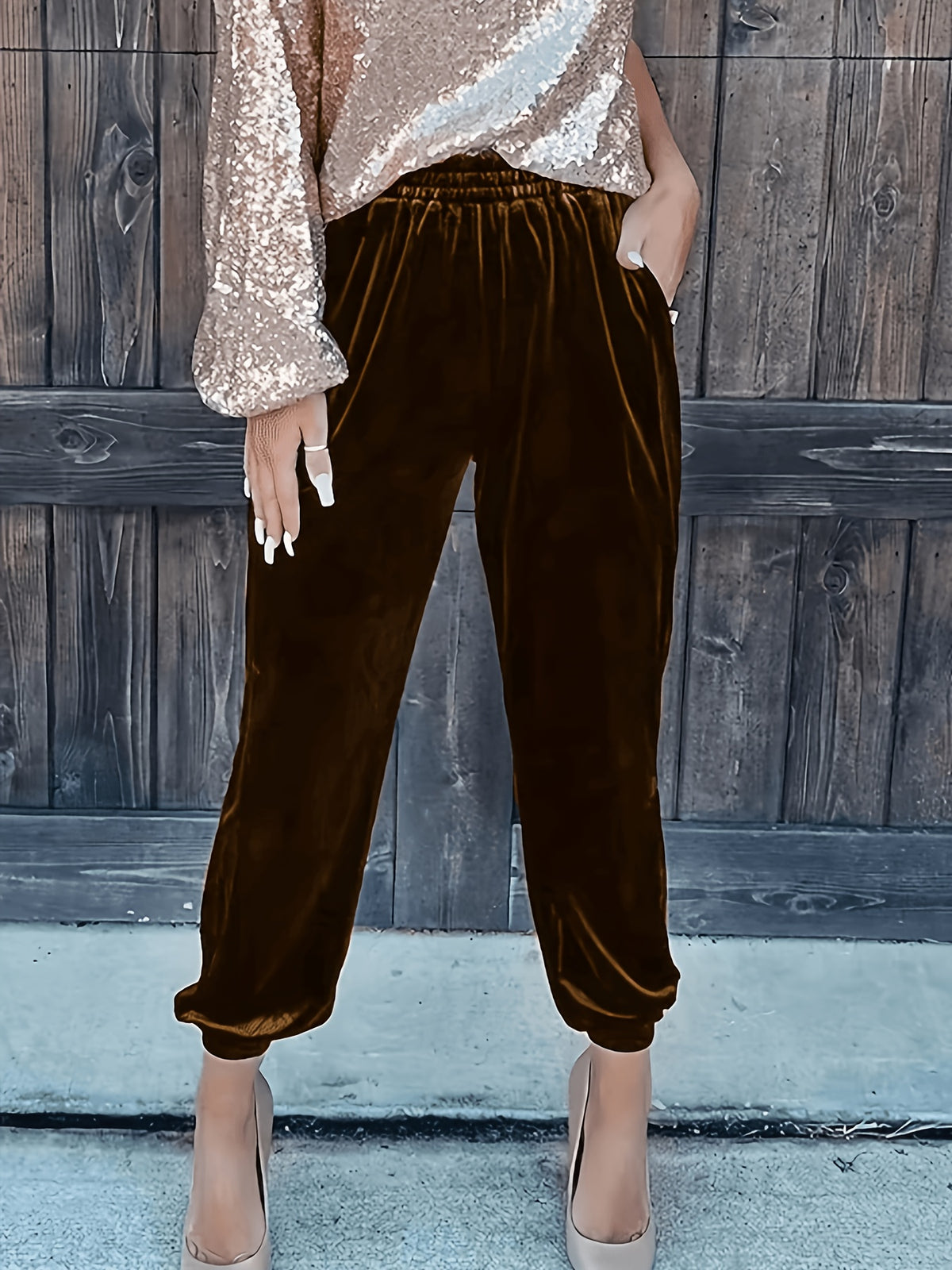 Pantalon en velours grande taille — Chevilles élastiquées