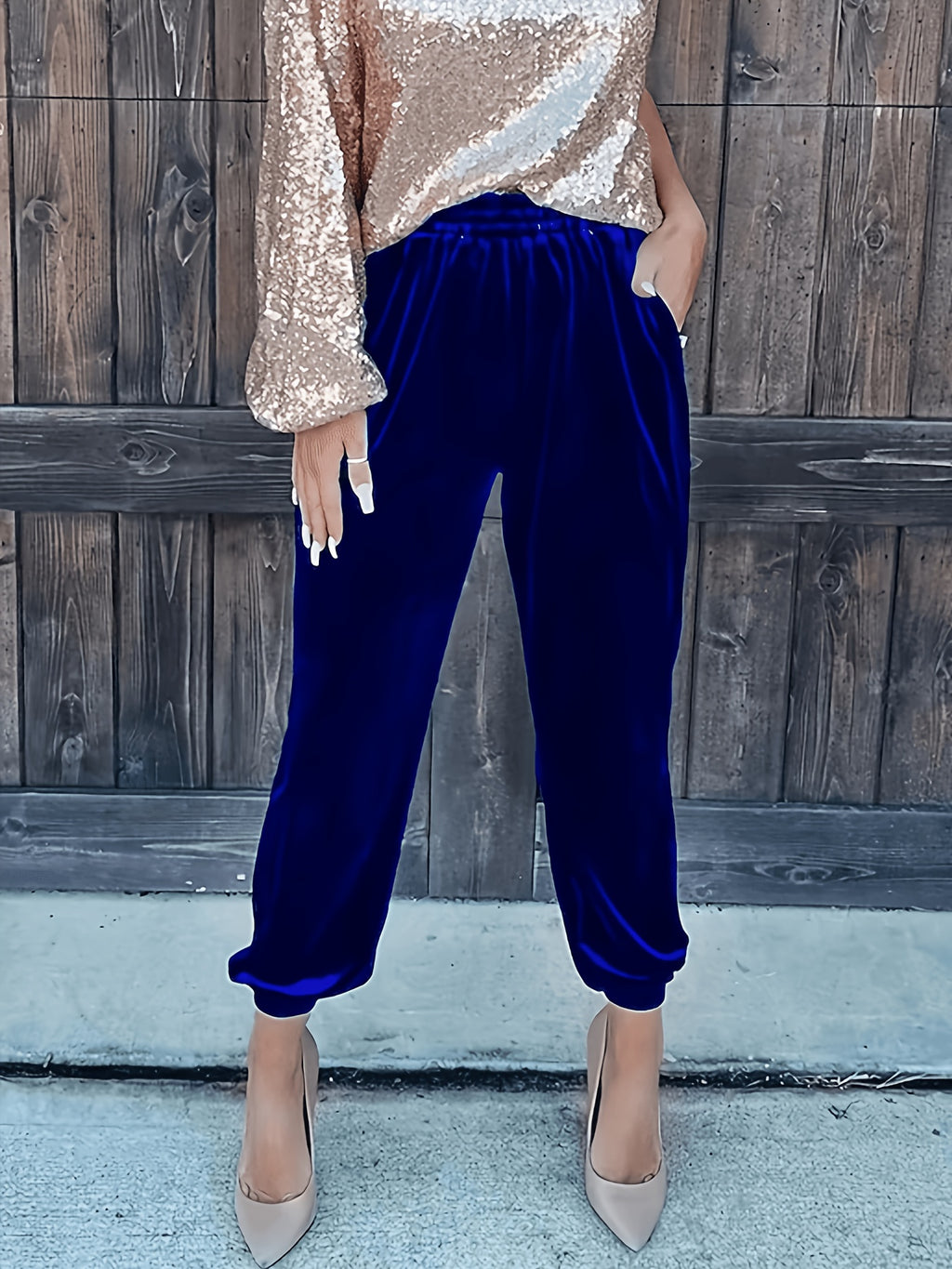 Pantalon en velours grande taille — Chevilles élastiquées