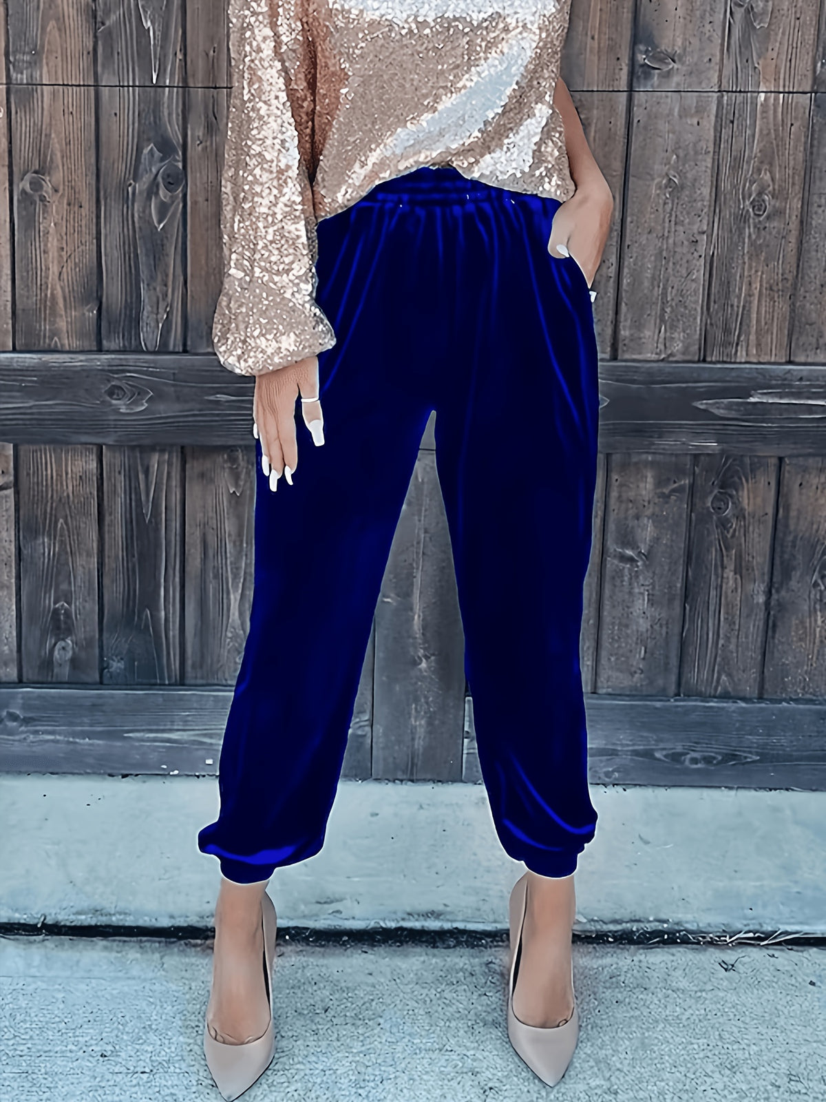 Pantalon en velours grande taille — Chevilles élastiquées