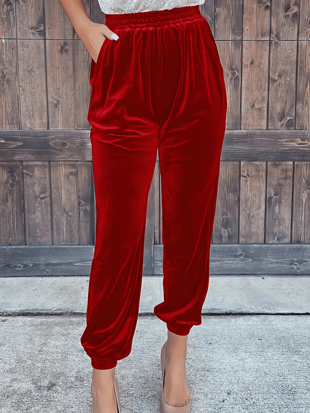 Pantalon en velours grande taille — Chevilles élastiquées
