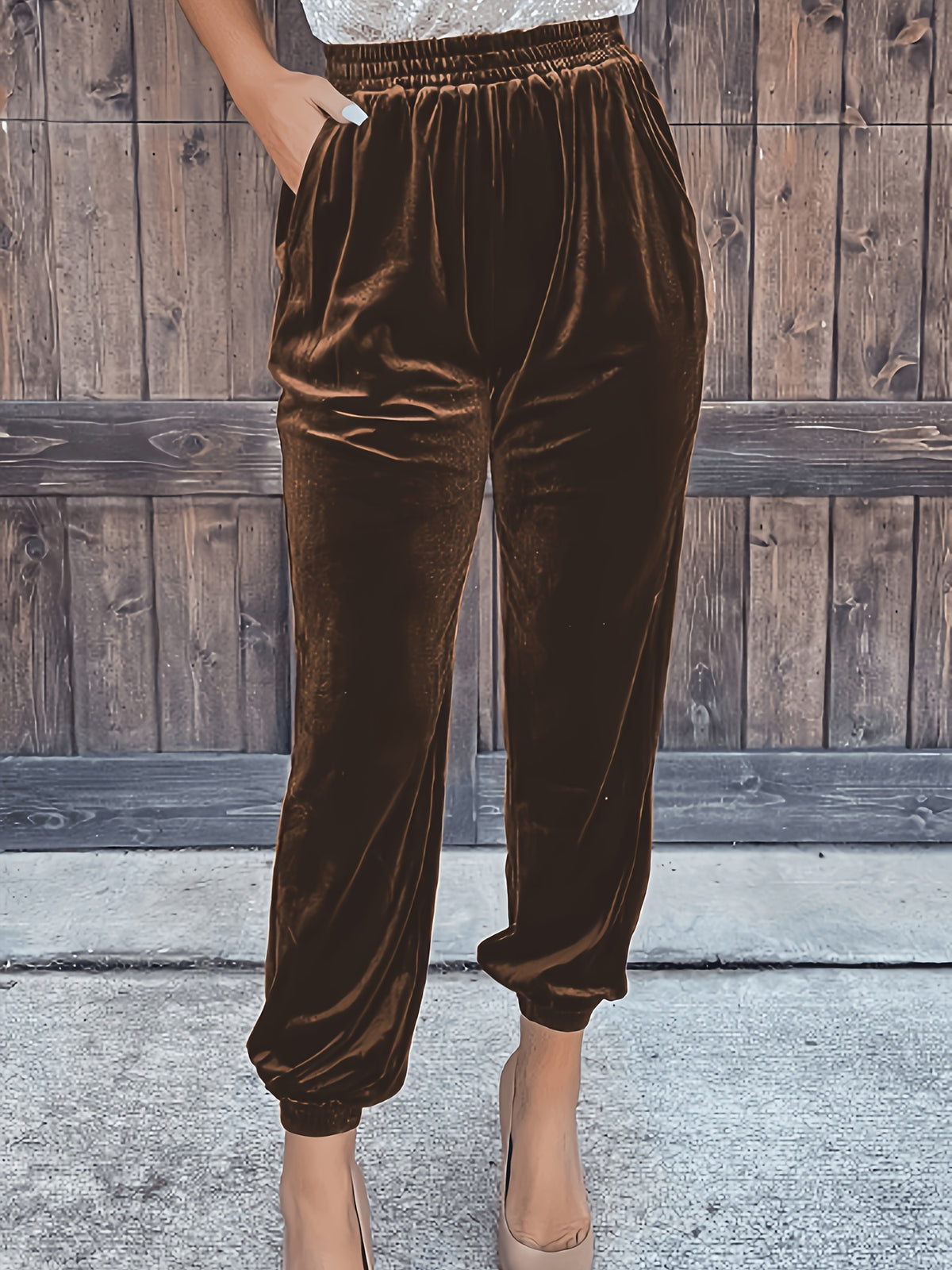 Pantalon en velours grande taille — Chevilles élastiquées