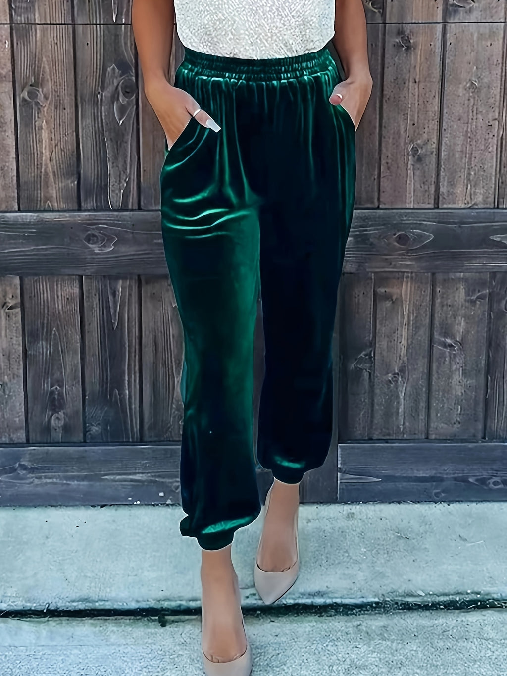 Pantalon en velours grande taille — Chevilles élastiquées