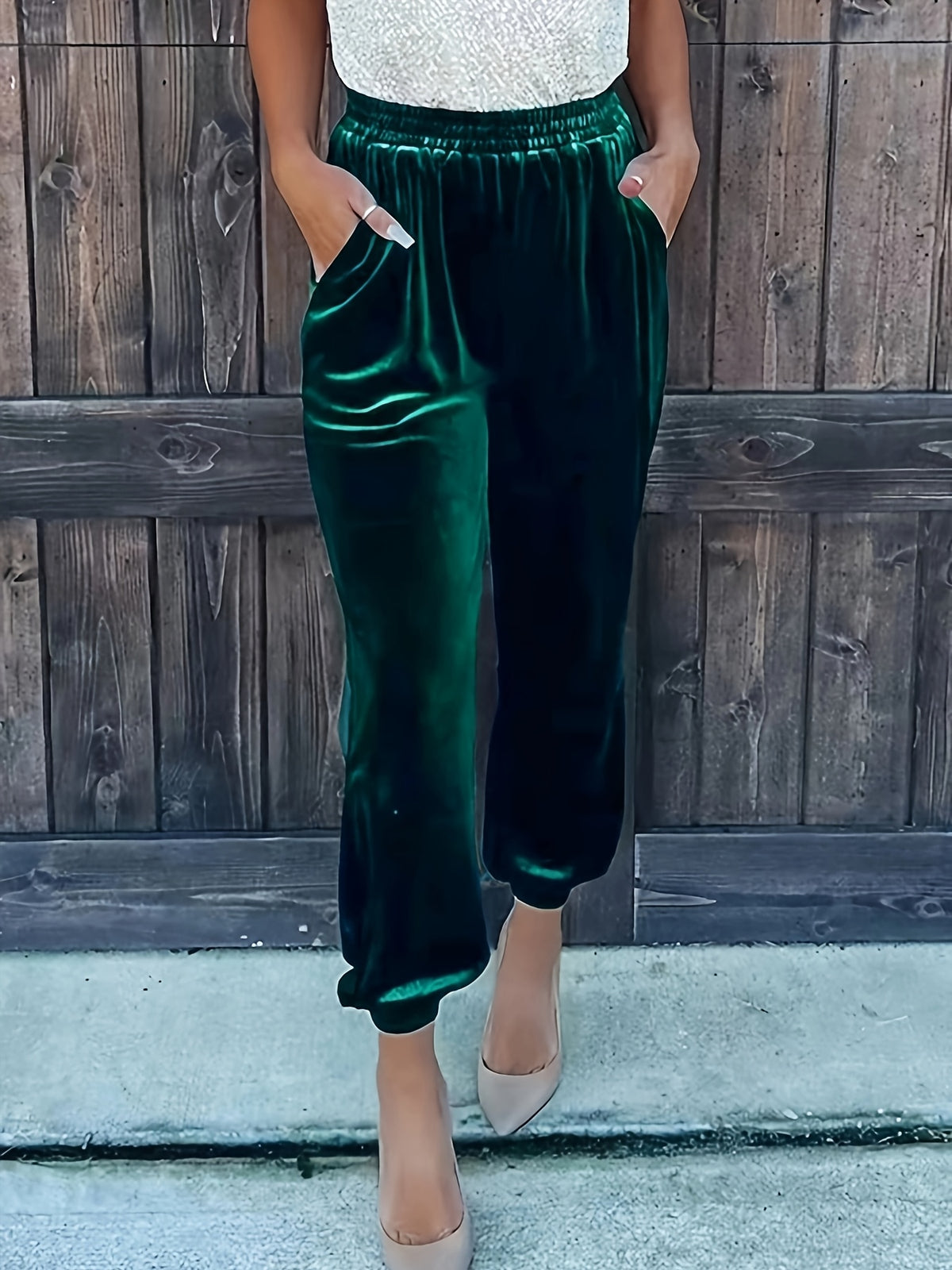 Pantalon en velours grande taille — Chevilles élastiquées