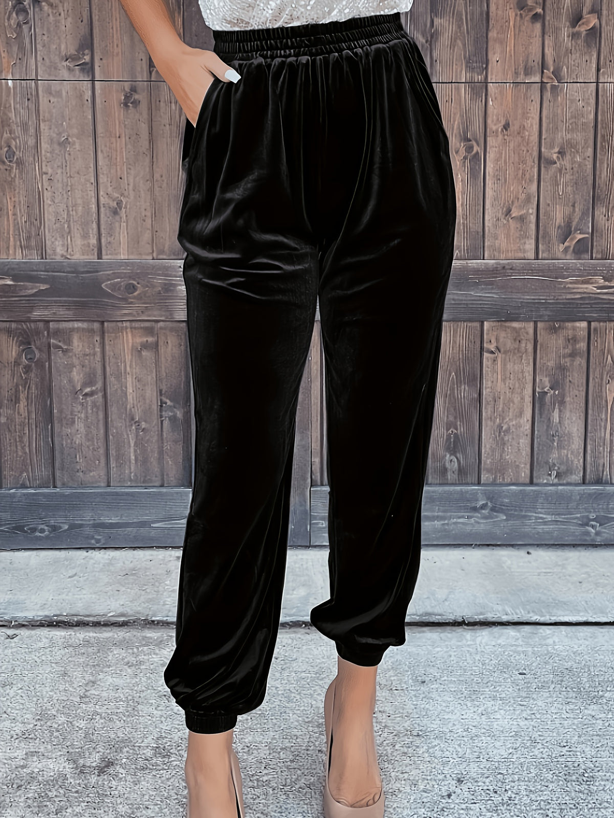 Pantalon en velours grande taille — Chevilles élastiquées