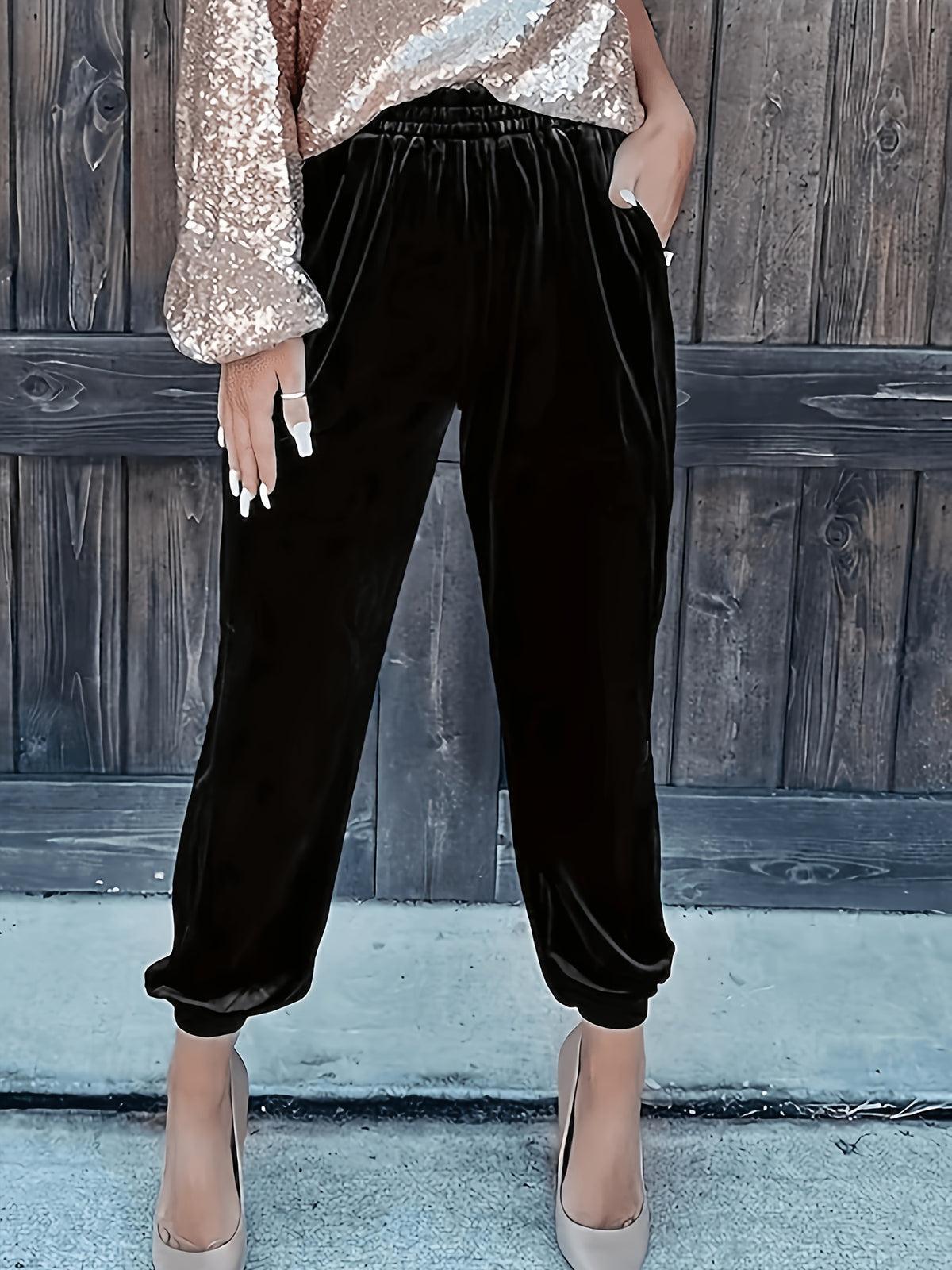 Pantalon en velours grande taille — Chevilles élastiquées