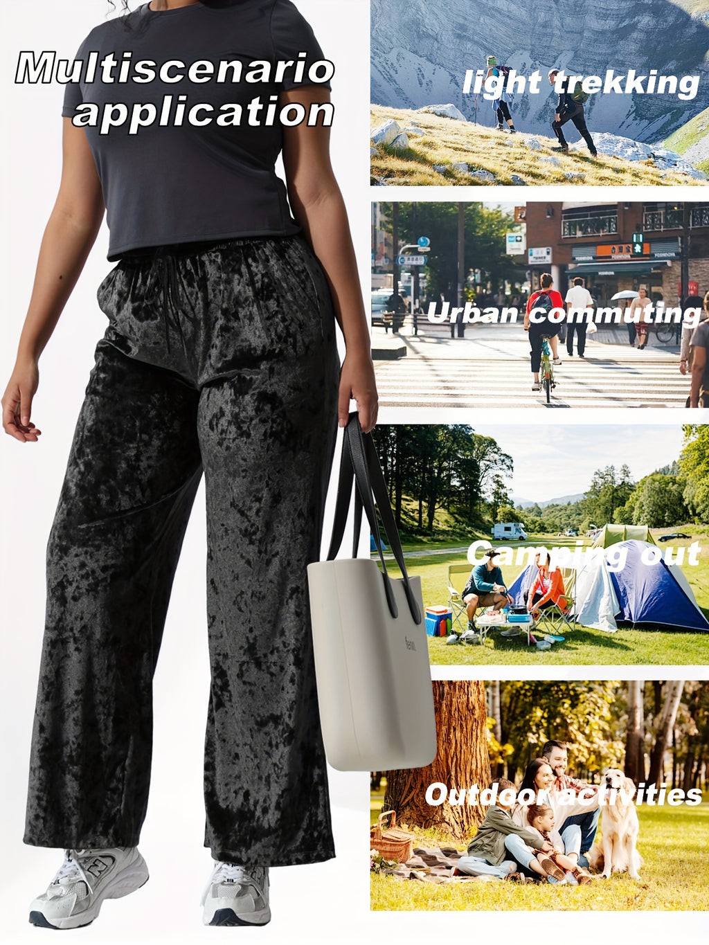 Pantalon en velours grande taille — Froissé, jambes larges
