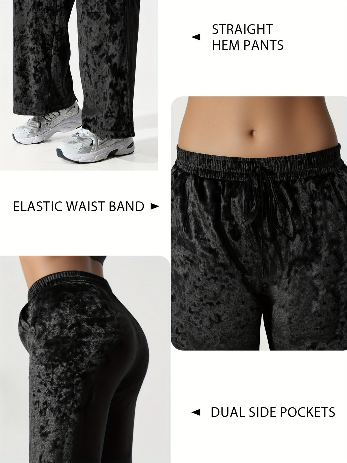 Pantalon en velours grande taille — Froissé, jambes larges