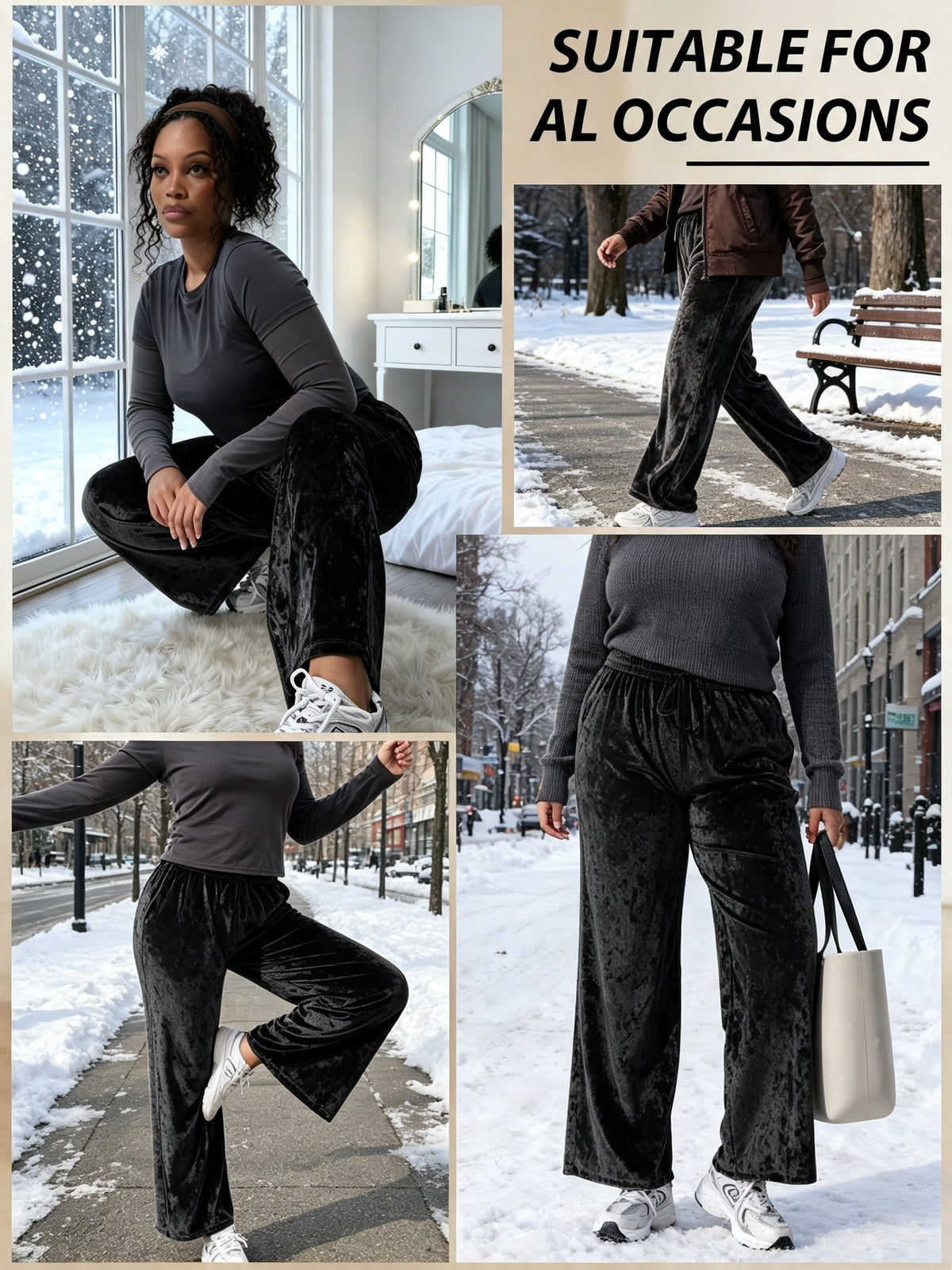 Pantalon en velours grande taille — Froissé, jambes larges