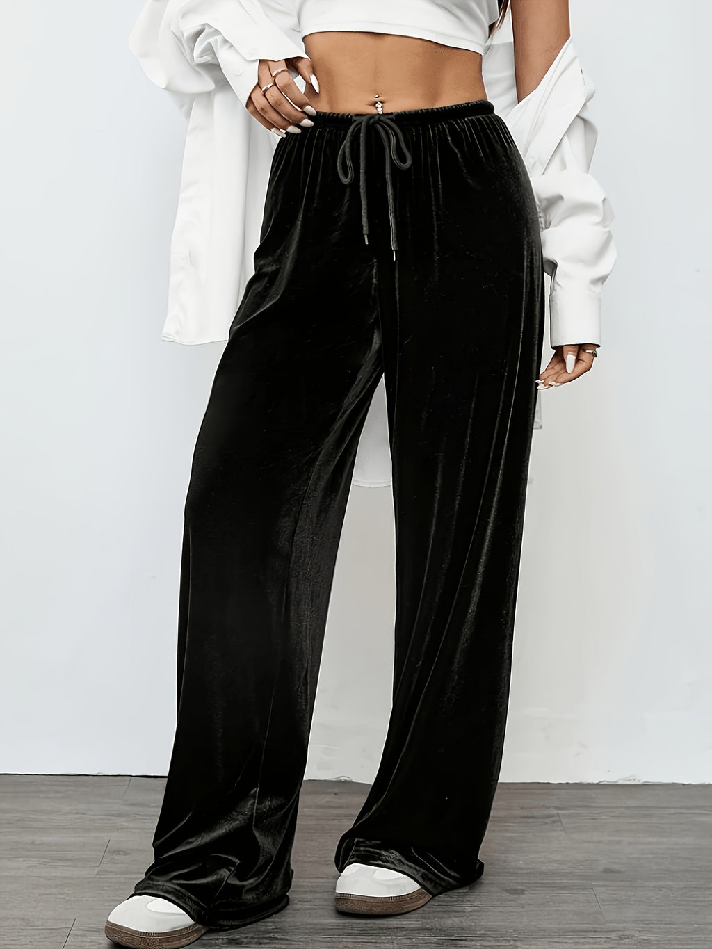 Pantalon velours grande taille — Épuré, sans poche ni détail