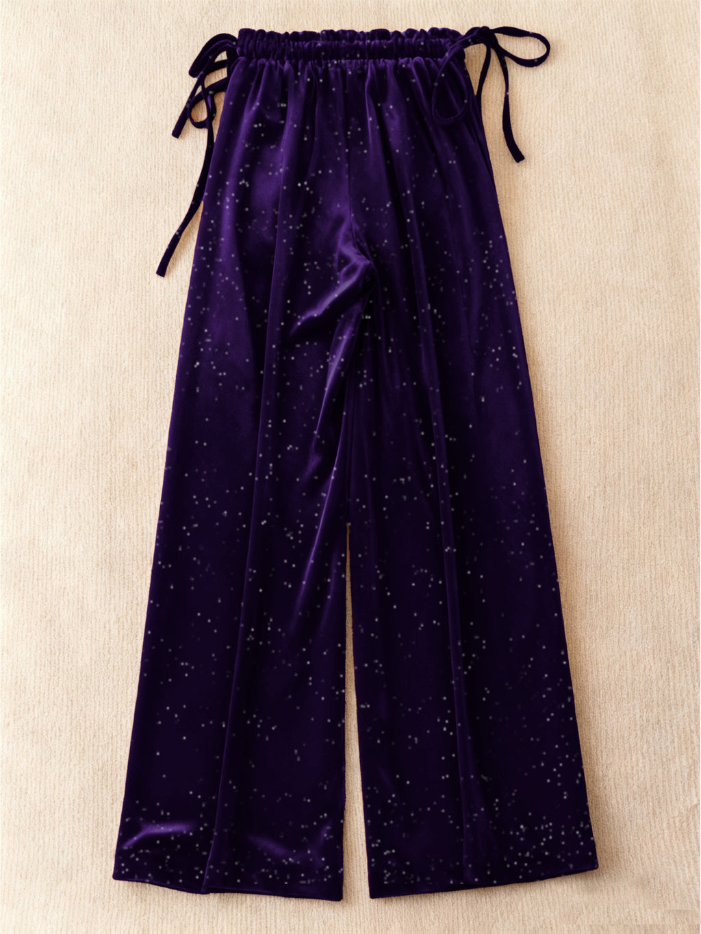 Pantalon pailleté grande taille — Velours noir, jambe large