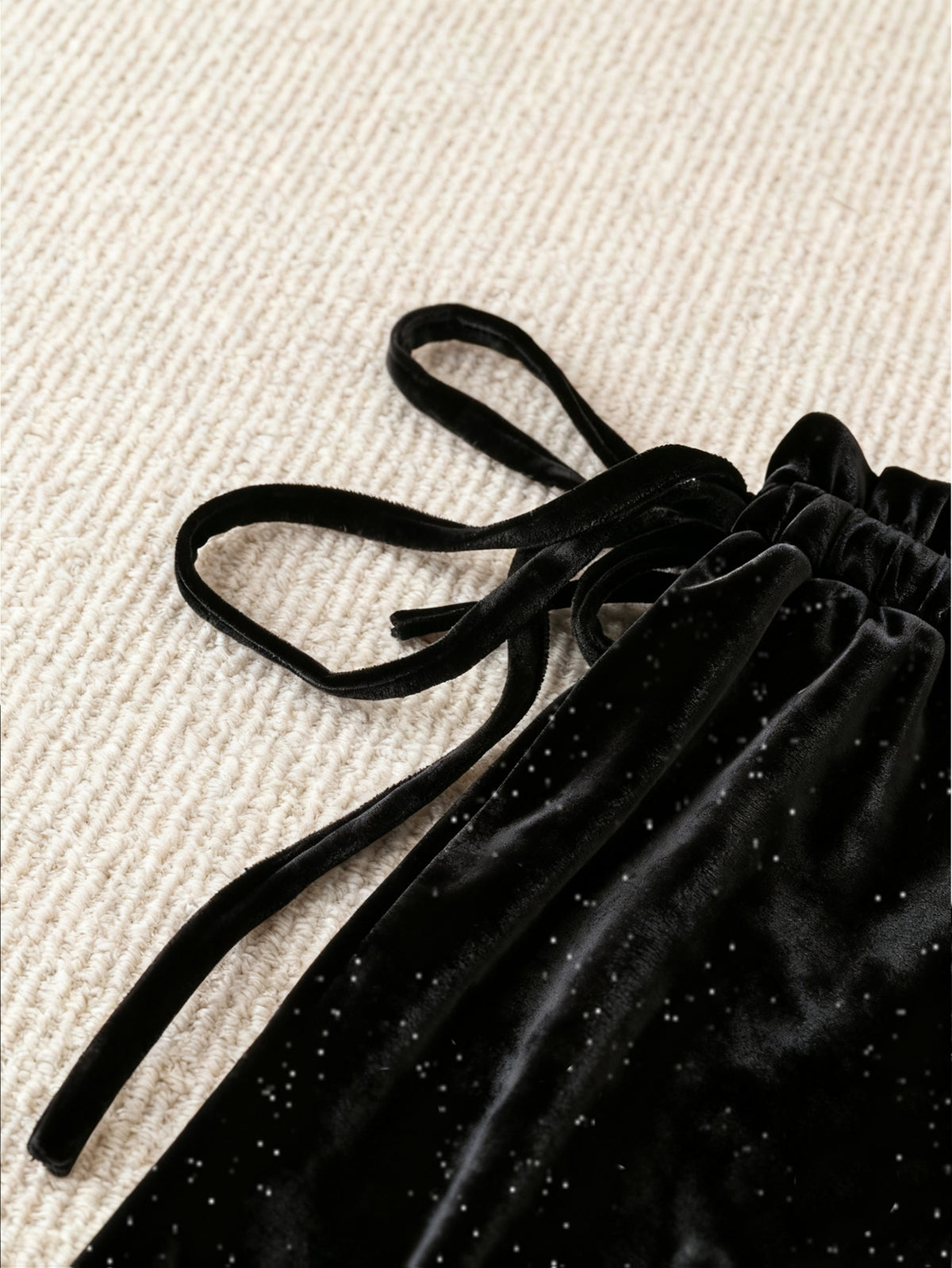 Pantalon pailleté grande taille — Velours noir, jambe large
