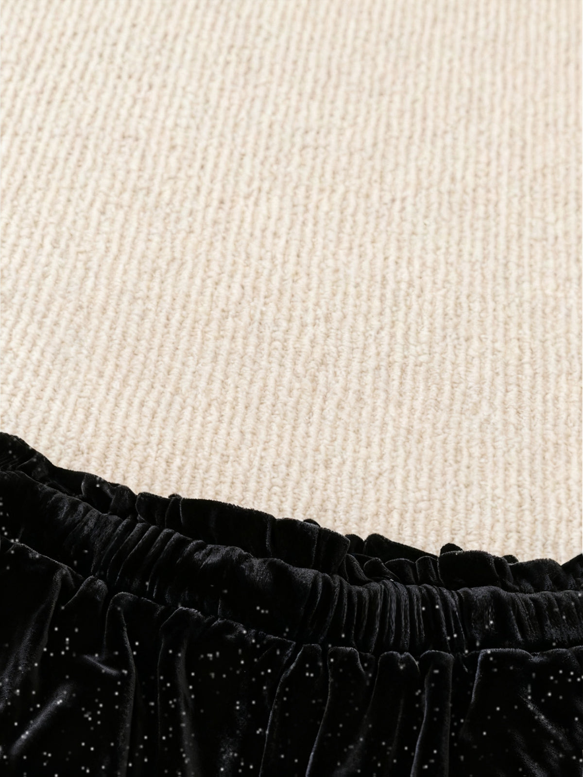 Pantalon pailleté grande taille — Velours noir, jambe large