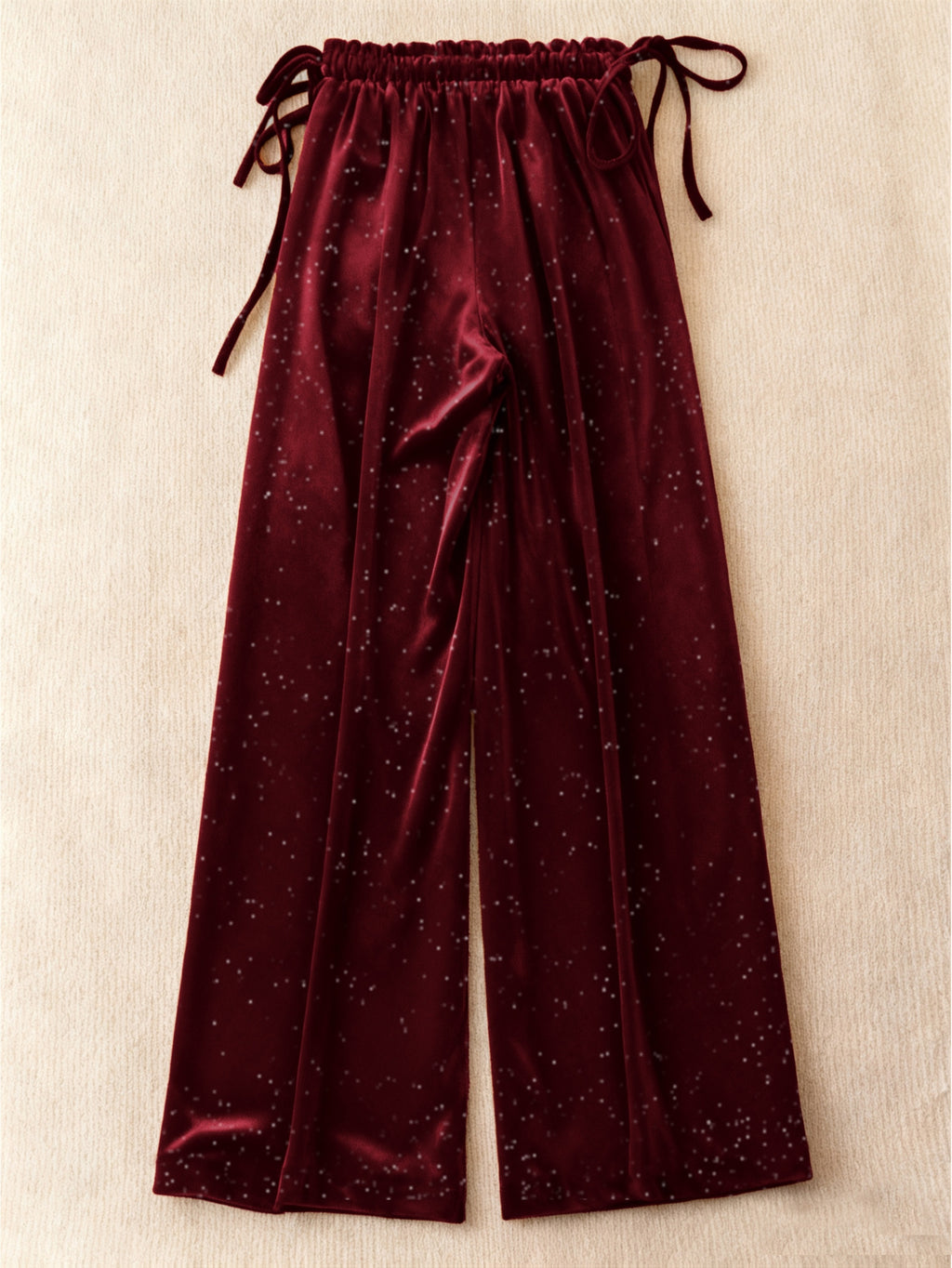 Pantalon pailleté grande taille — Velours noir, jambe large