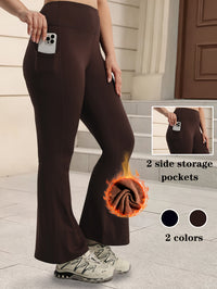 Pantalon de yoga grande taille — Bootcut noir ou brun café