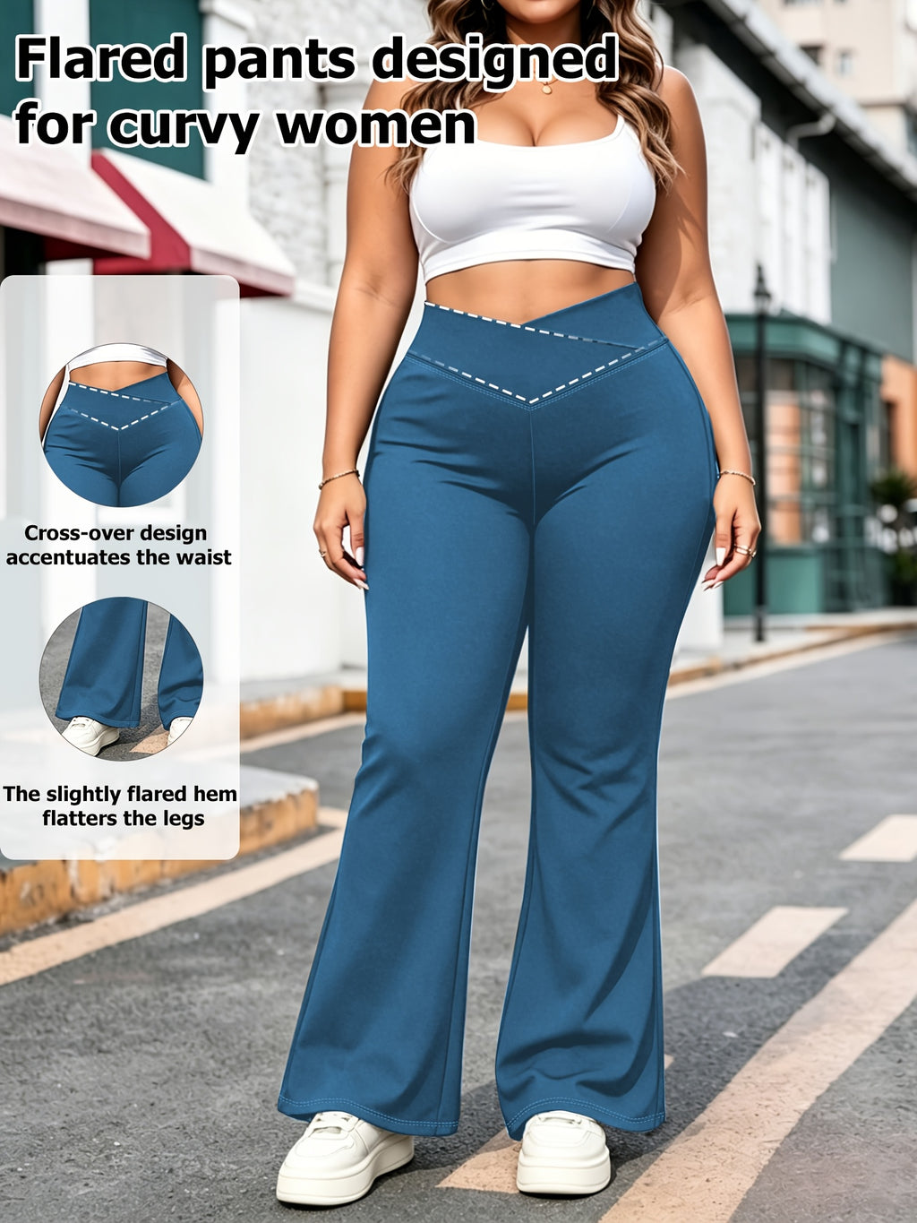 Pantalon de yoga grande taille — Croisé en V, bas en cloche