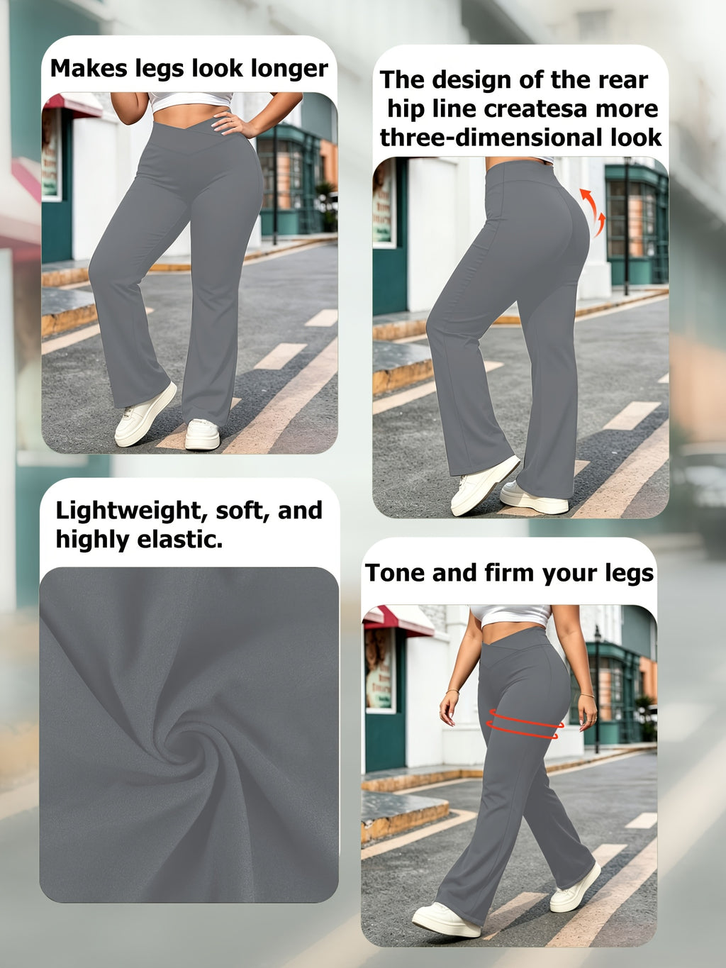 Pantalon de yoga grande taille — Croisé en V, bas en cloche
