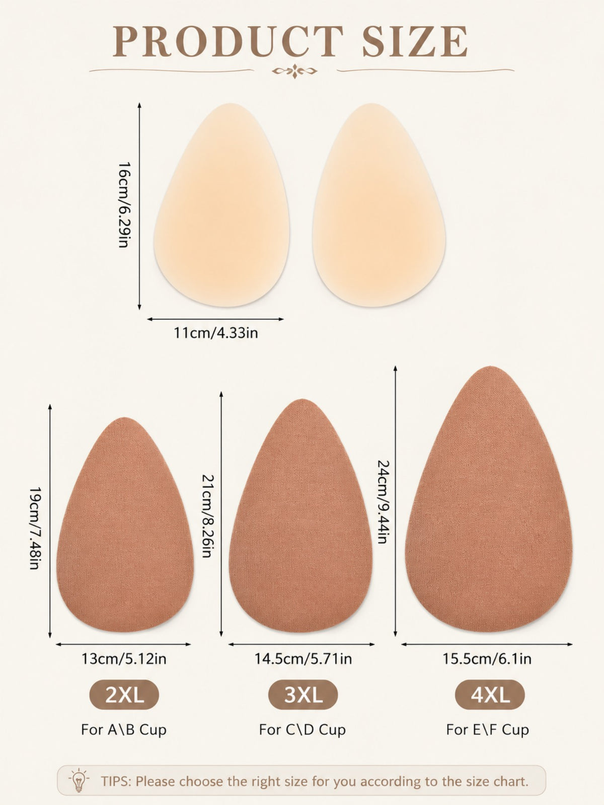 Soutien-gorge adhésif grande taille — Trois paires en silicone
