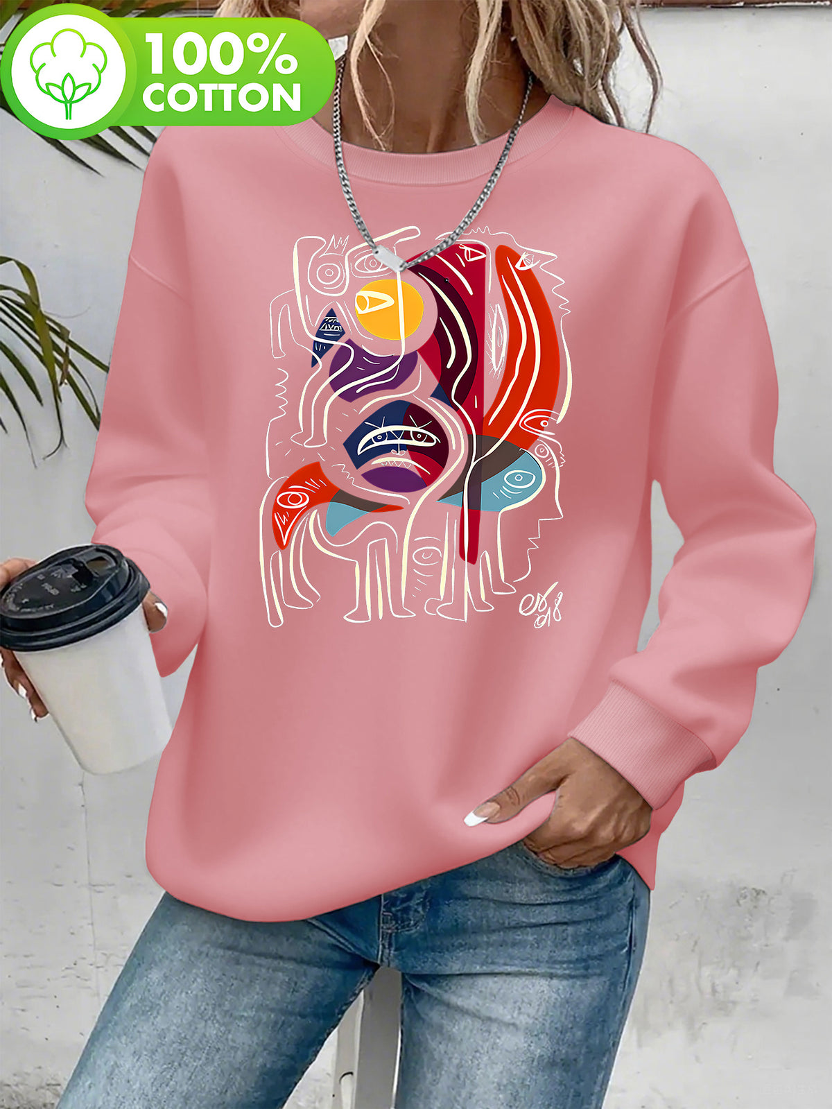 Pull grande taille, col rond, toucher naturel, chaleur d'hiver, vue de profil