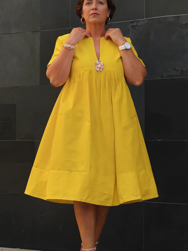 Robe ample grande taille, coupe a-line fluide et aérée