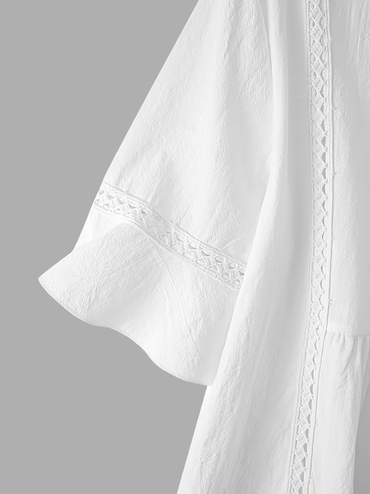 Robe blanche grande taille — Courte, à bandes de crochet
