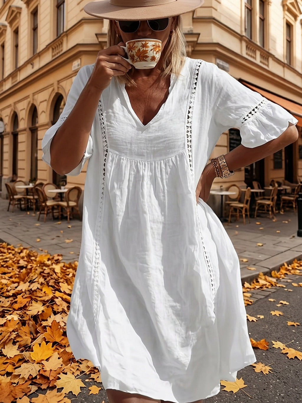 Robe blanche grande taille — Courte, à bandes de crochet