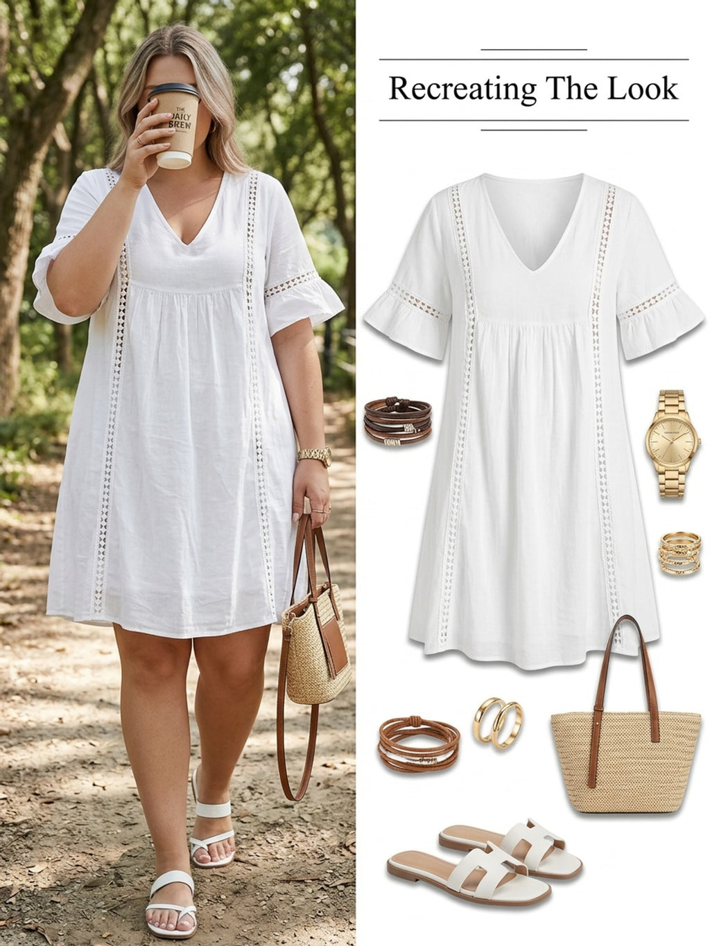Robe blanche grande taille — Courte, à bandes de crochet