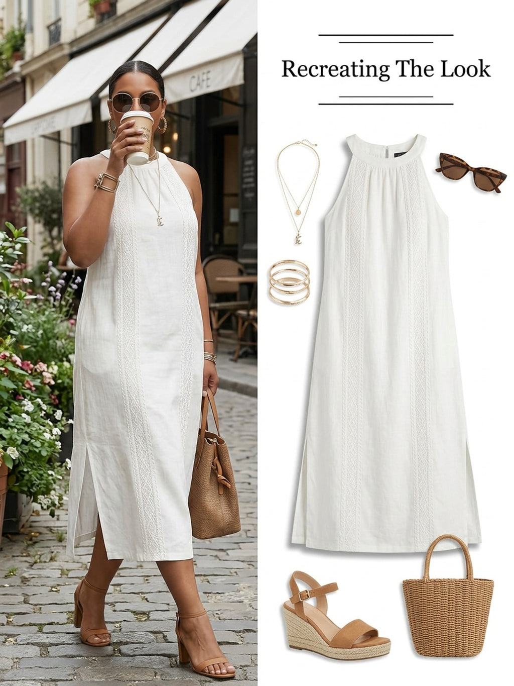 Robe blanche grande taille — Encolure américaine et fente