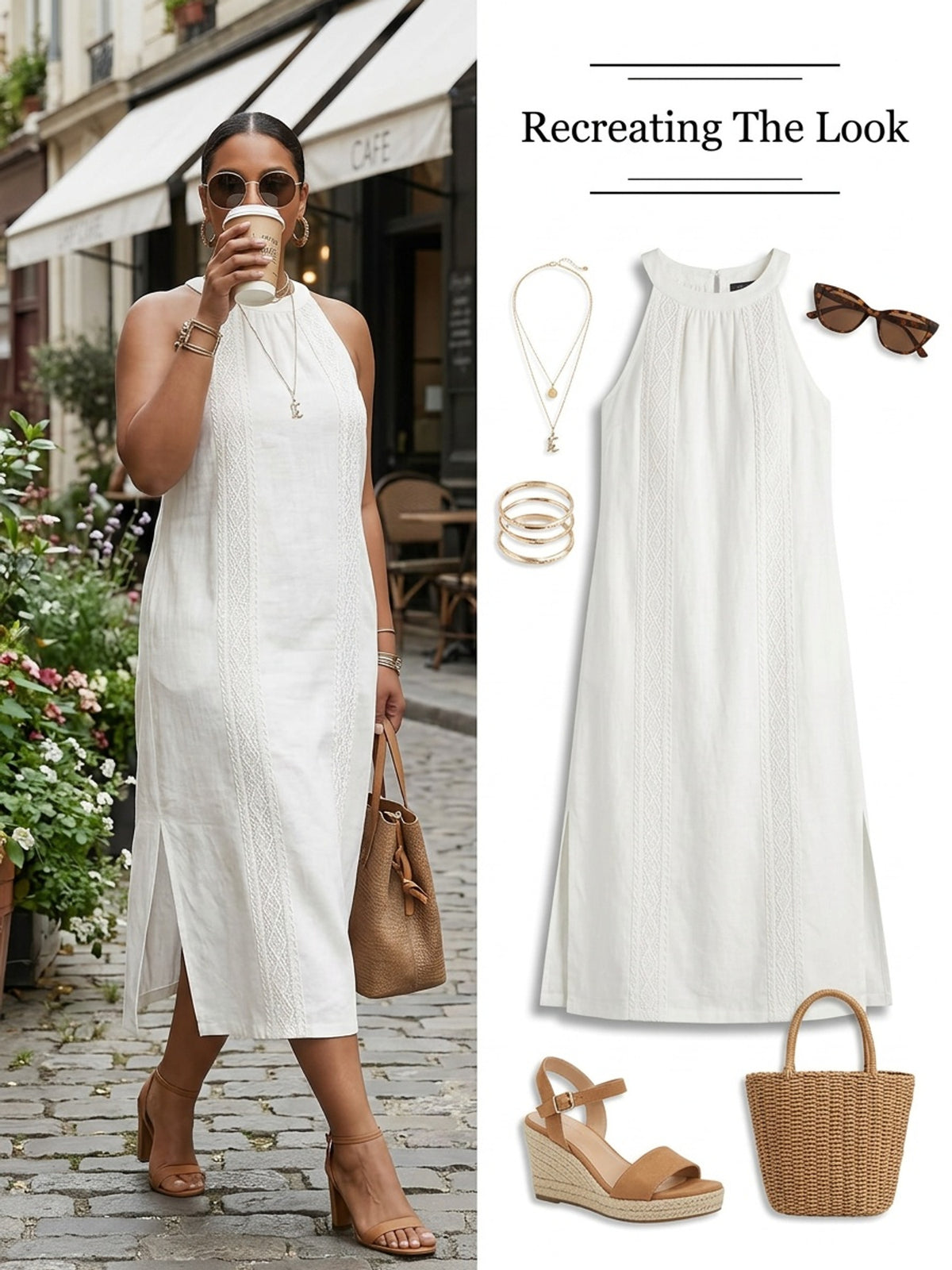 Robe blanche grande taille — Encolure américaine et fente