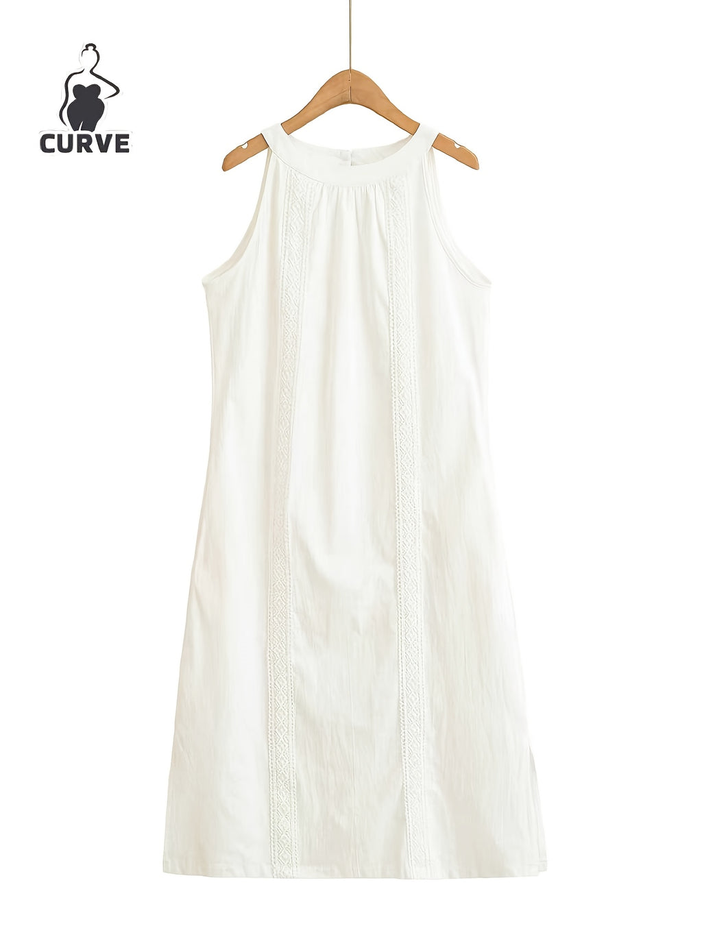 Robe blanche grande taille — Encolure américaine et fente