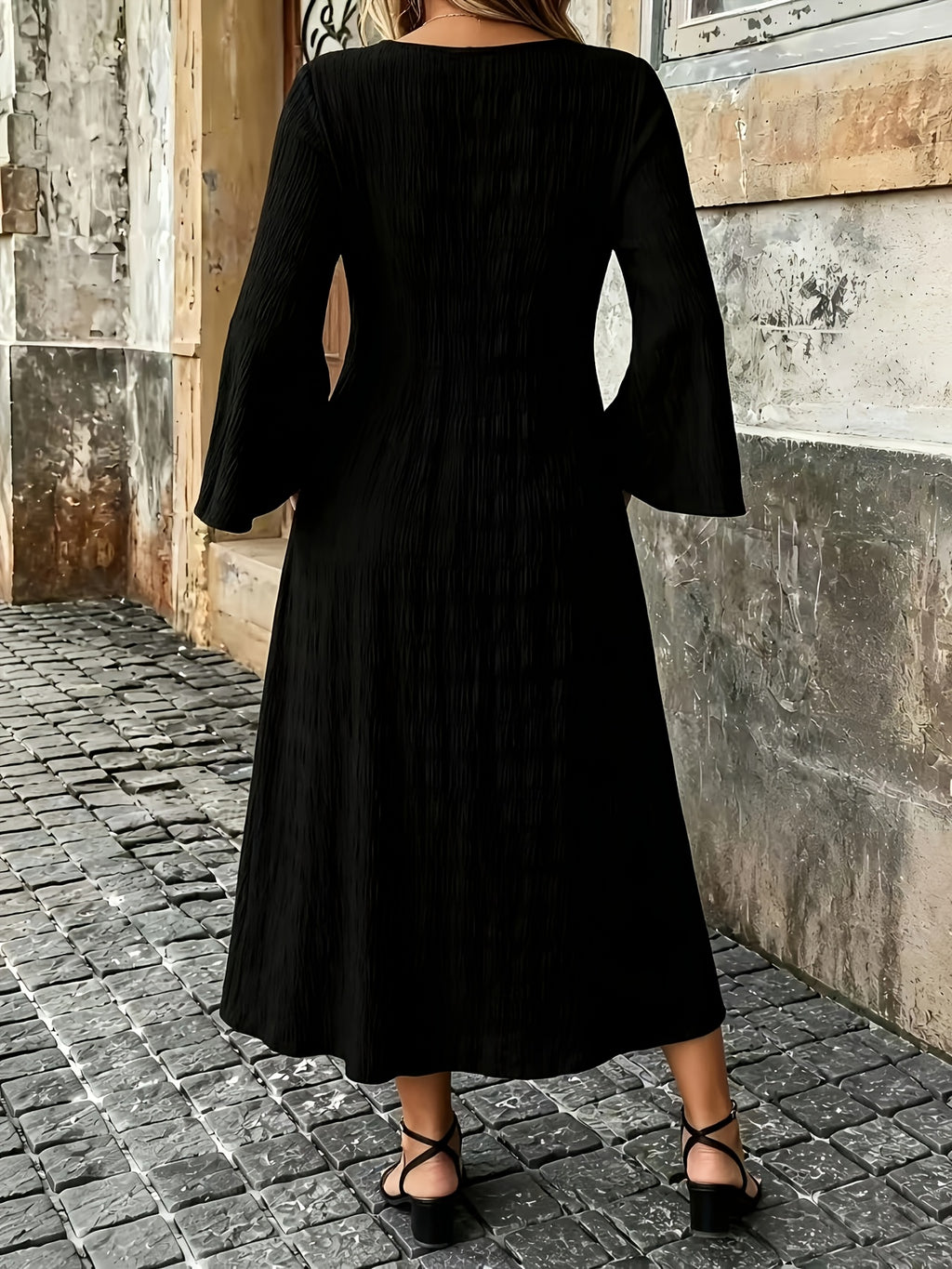 Robe bohème grande taille — Poches latérales et col à nouer