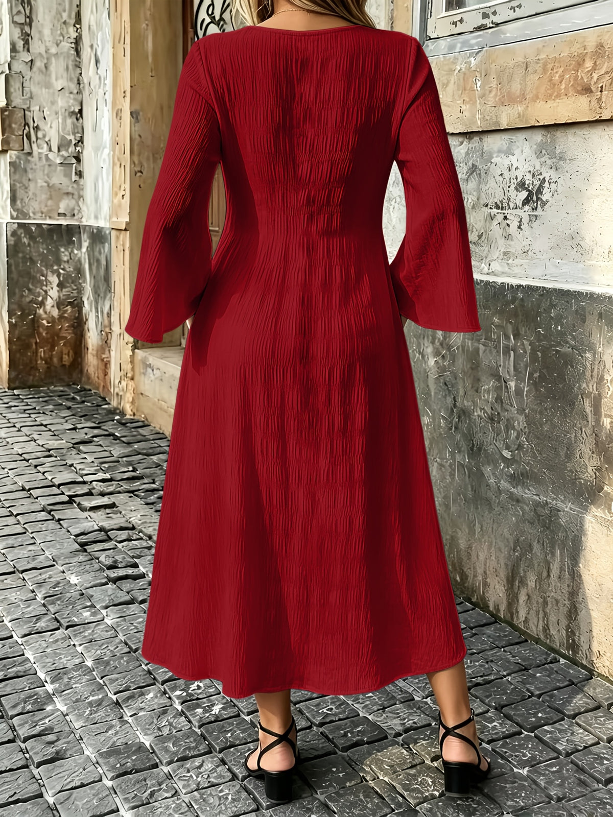 Robe bohème grande taille — Poches latérales et col à nouer