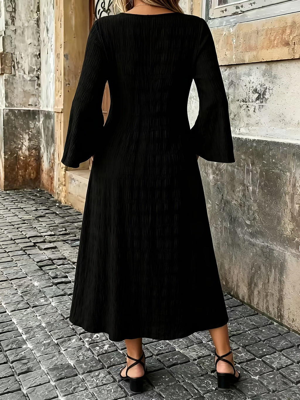 Robe bohème grande taille — Poches latérales et col à nouer
