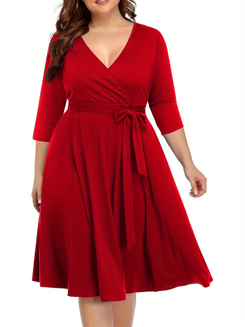 Robe cache-cœur grande taille — Maille drapée et col croisé