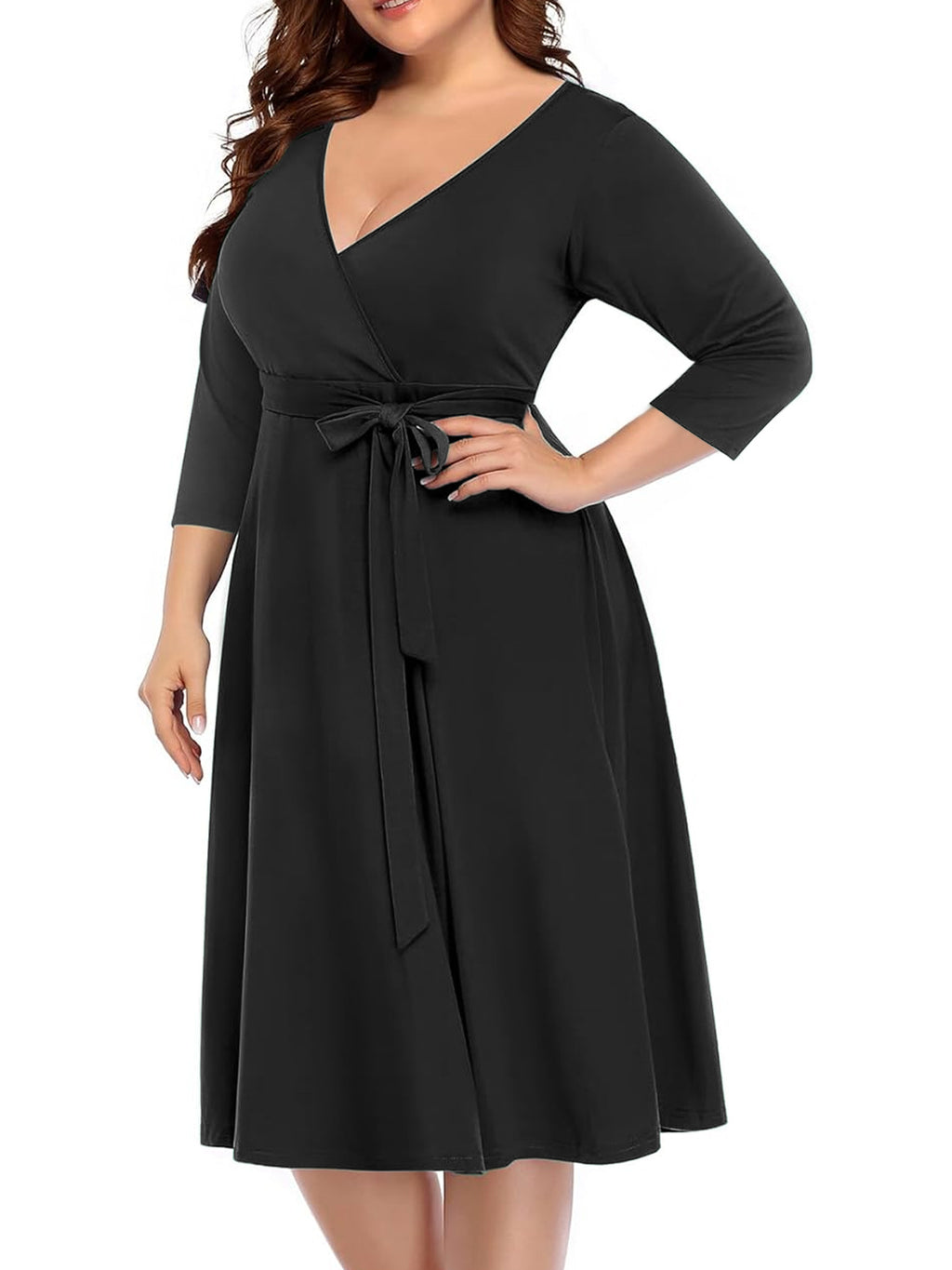 Robe cache-cœur grande taille — Maille drapée et col croisé