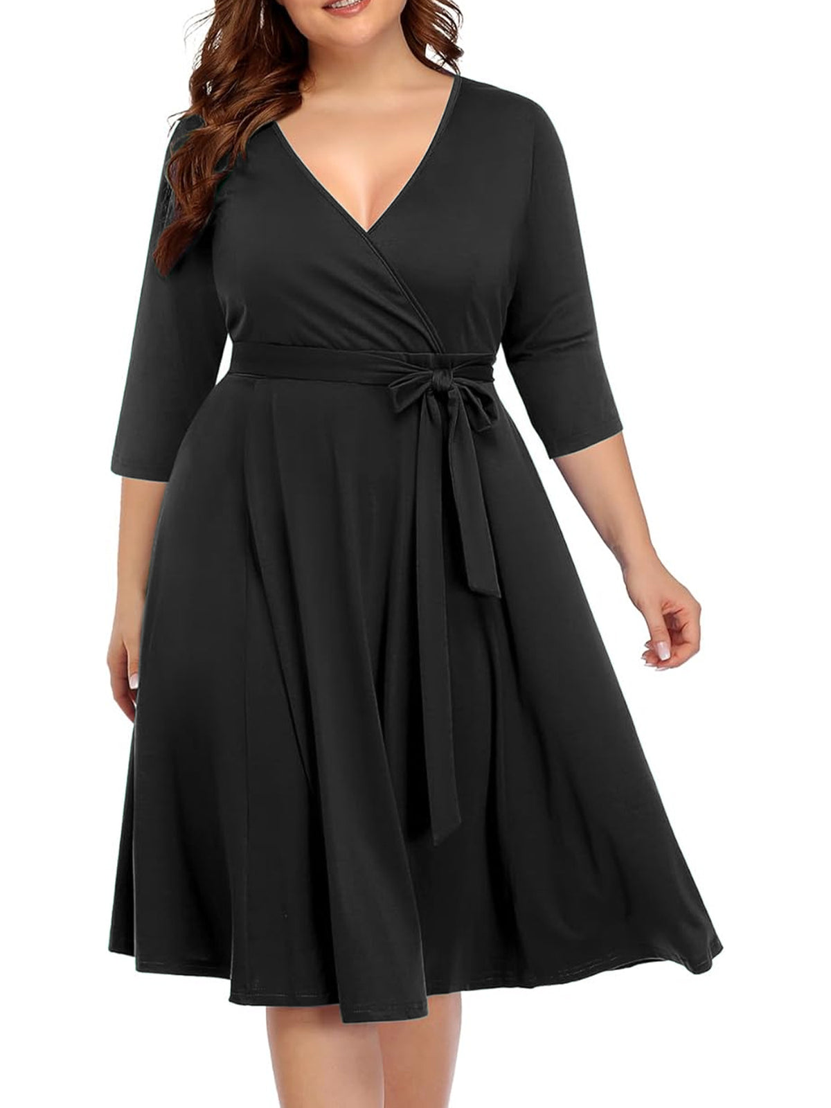 Robe cache-cœur grande taille — Maille drapée et col croisé