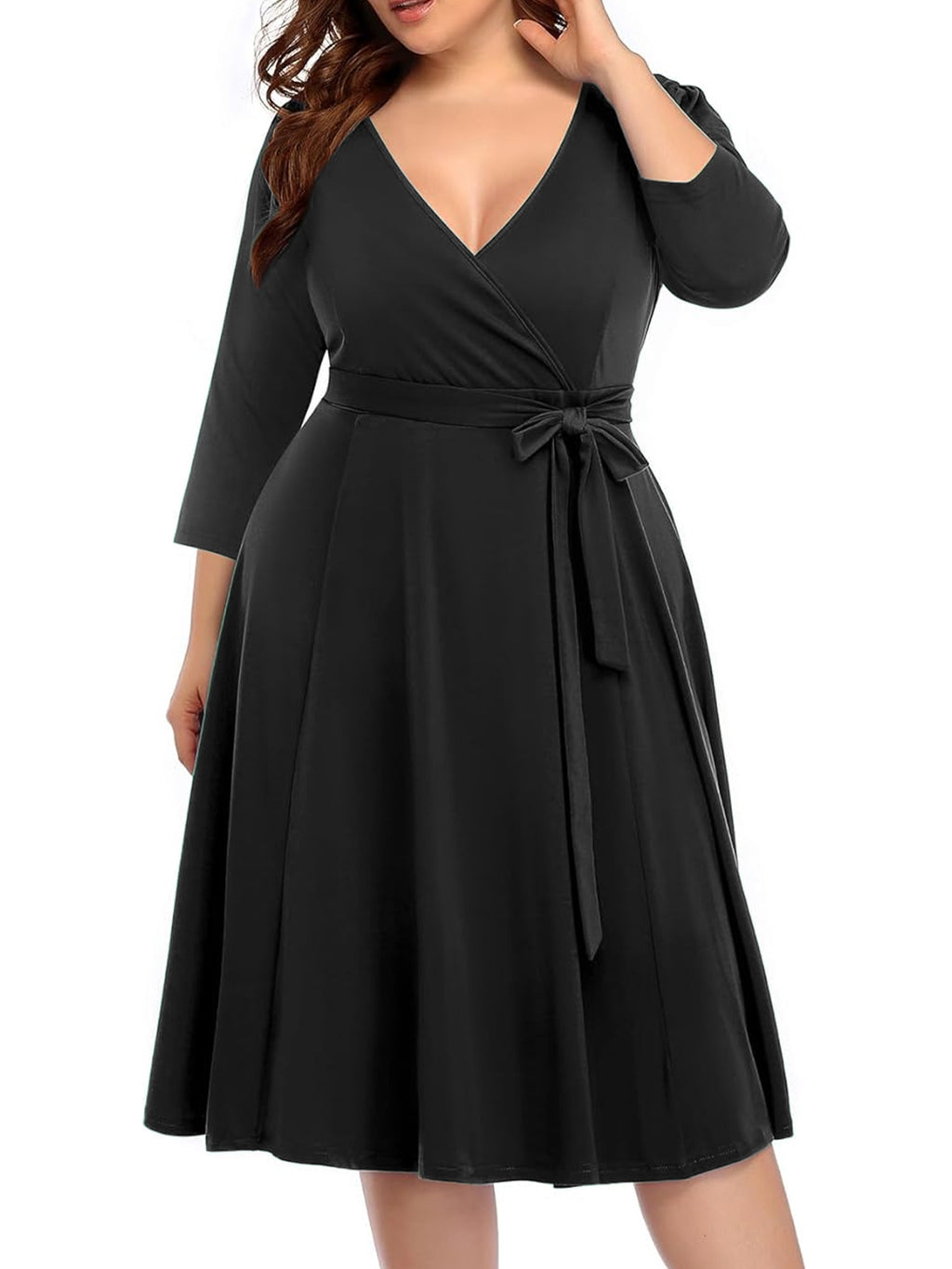 Robe cache-cœur grande taille — Maille drapée et col croisé